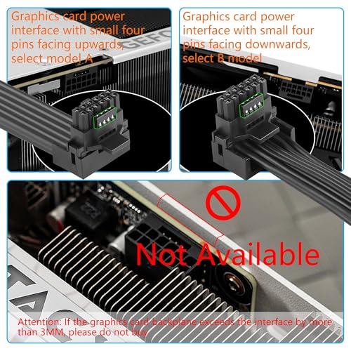 Image of CERRXIAN 1FT ATX3.0 12VHPWR 90 Degree Angle Extension Cable,PCI-e 5.0 12VHPWR ATX3.0 600W 16 Pin Male to Up Angled Female Power Cable,for Graphic Card GPU 12+4pin RTX 3090Ti 4070Ti 4080 4090 (A-1FT)