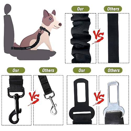 Image of COOYOO Dog Seat Belt,3 Piece Set Retractable Dog Car Adjustable Seatbelts for Vehicle Nylon Pet Safety Heavy Duty & Elastic & Durable Car Harness for Dogs