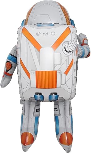 Vista 19 de Globos de aluminio con forma de cohete y astronauta en 4D de pie, globos de aluminio para helio, temática del espacio exterior, decoración de fiesta