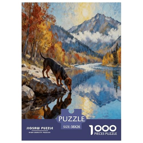 Puzzle Perro Salchicha 1000 Piezas – para Adultos Rompecabezas De Río de Montaña, Juego Desafiante, Decorativo, Regalo Ideal 38x26cm/1000pcs