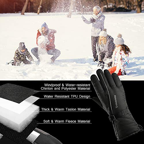 Andoer Luvas de esqui Homens Mulheres Luvas quentes de inverno Luvas de neve à prova de vento Luvas