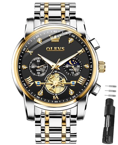Image of OLEVS Watches for Men Dress Chronograph Luxury Stainless Steel Big Face
