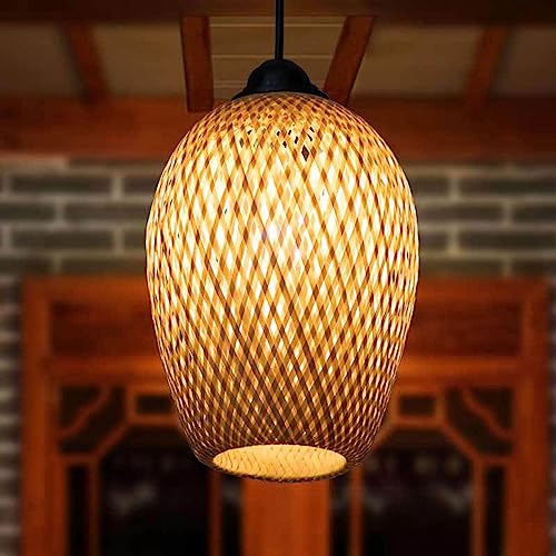 Lámpara de techo de bambú para iluminar pasillos oscuros con mimbre hecho a mano 3