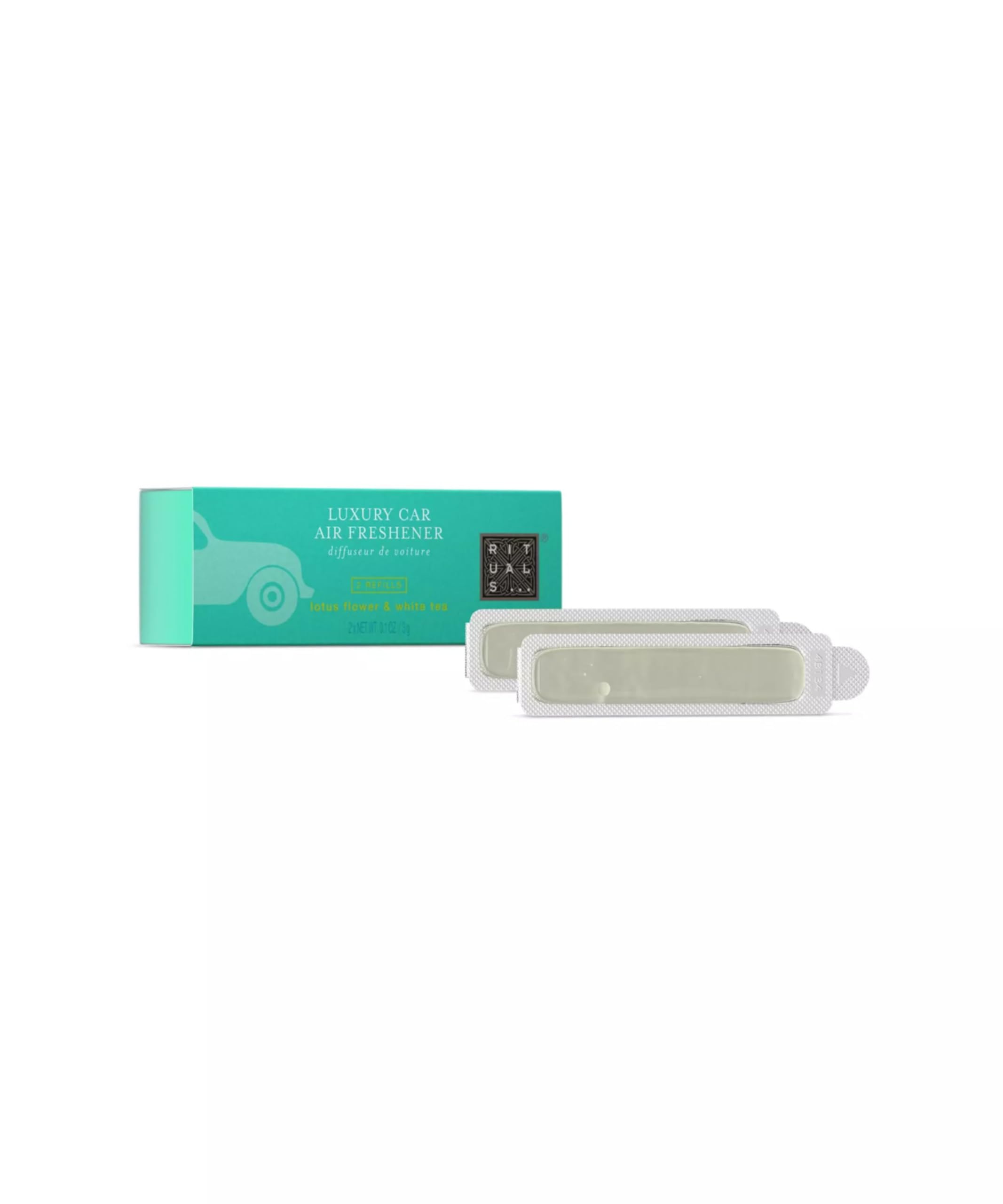RITUALS Karma Pack Recargas de Ambientador de Coche – 2 Recargas – Flor de Loto y Té Blanco – 2 x 3 g – sin soporte de madera