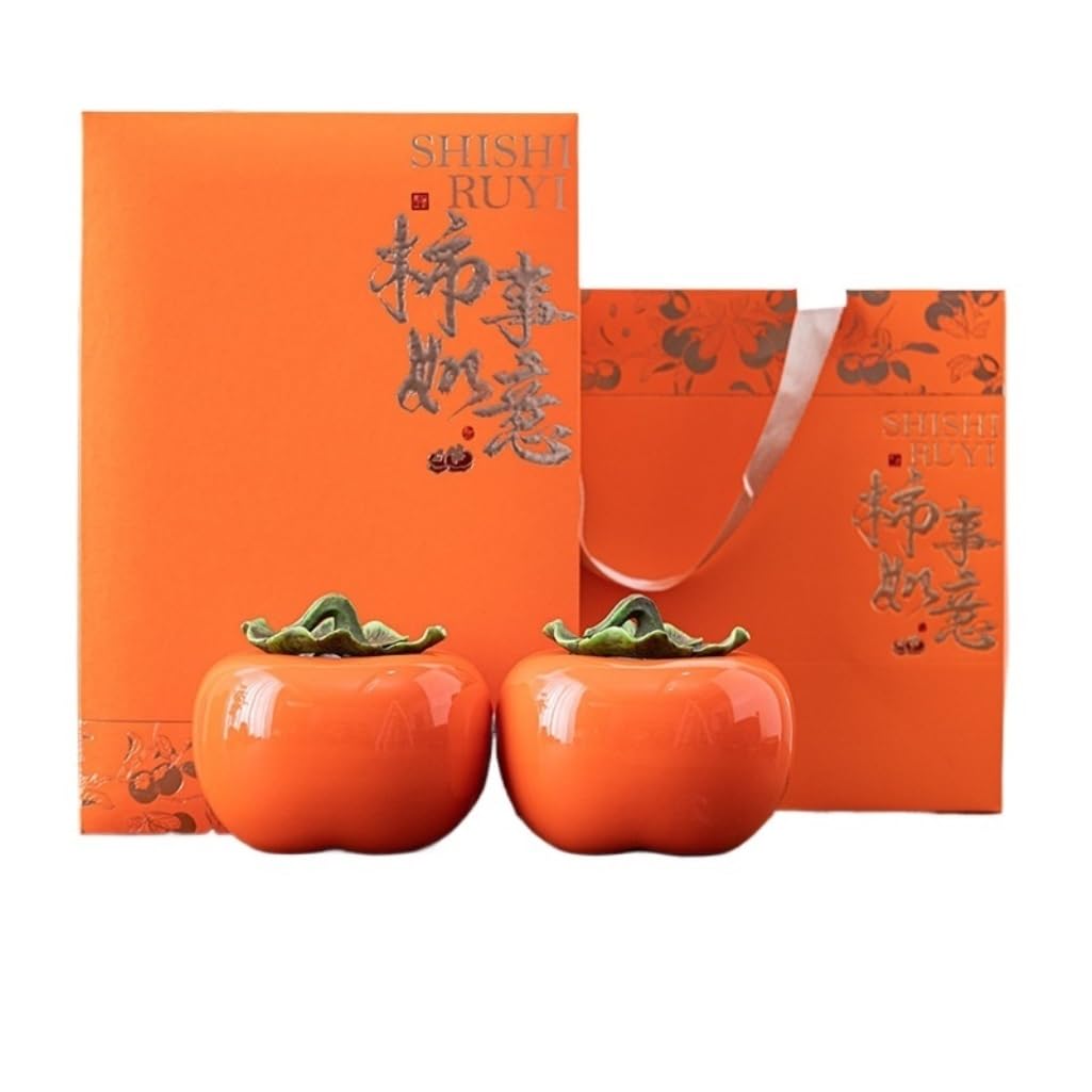 Pojemnik na cukier luzem pojemnik do przechowywania herbaty słoik ceramiczny kreatywny cukierki Persimmon Cukierki Zapieczętowany słoik Chińska herbata Pudełko na prezent Pojemnik na herbatę (duża