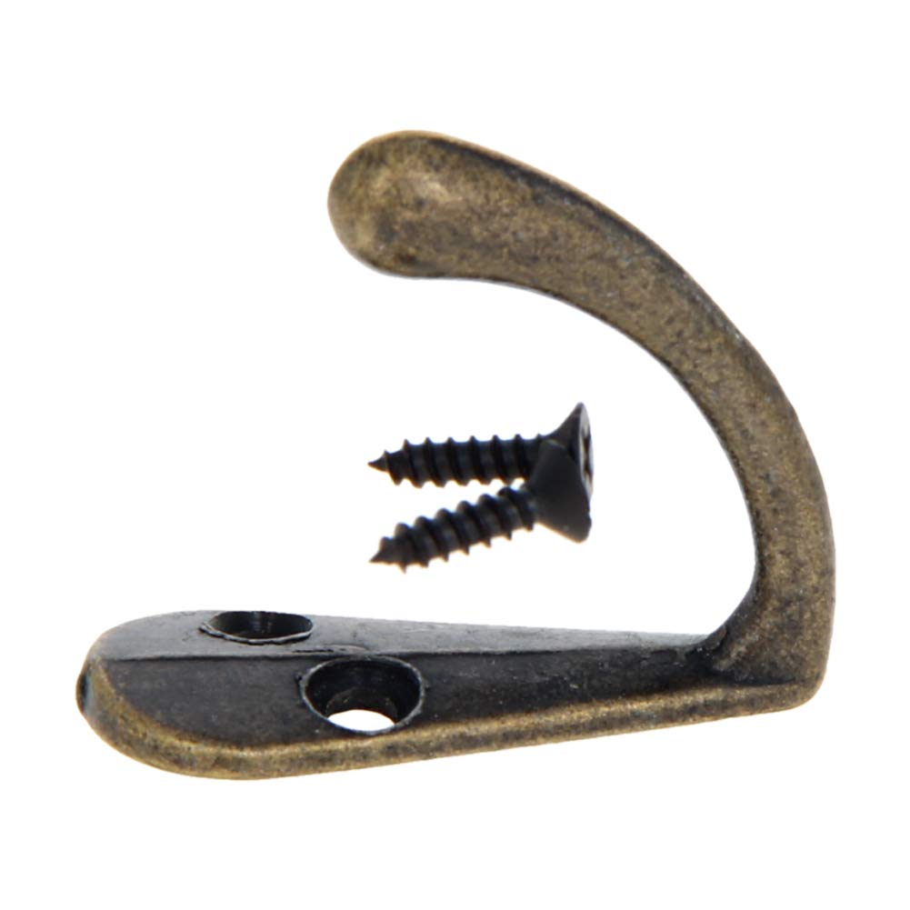 Mromax Bronze 4Pcs Wall Mounted Hook Robe Hooks Retro Style Single Clothes Hanger Zinc Alloy Tone