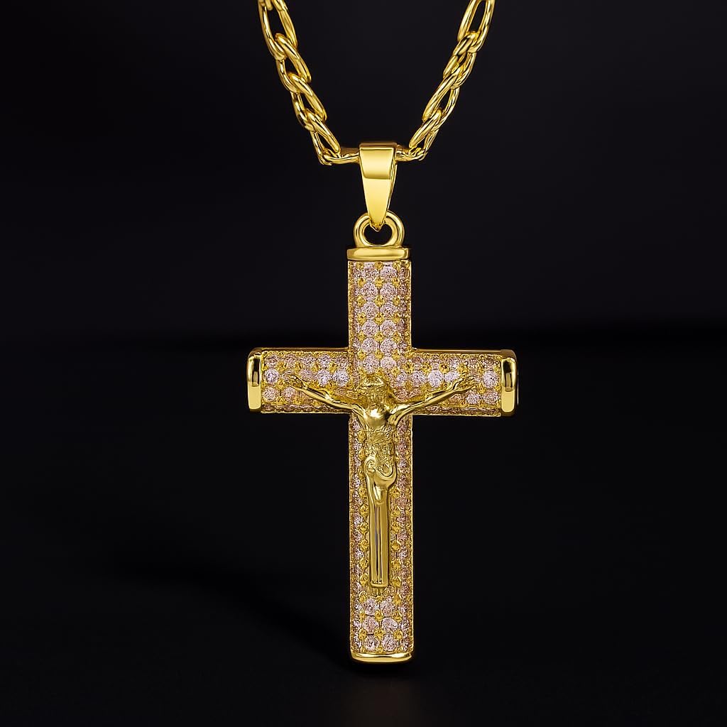 14 Karat Gold Cross Necklace for Wome Crucifix Pendant Necklace Chain - Image 7