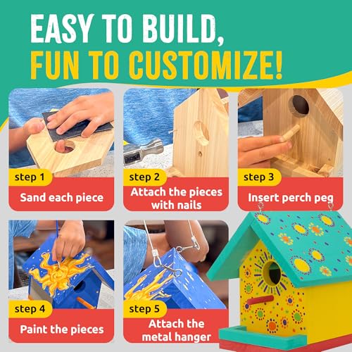 Image of Jr Bird House Kit, DIY Cedar Wood Birdhouse for Outdoors with Paint