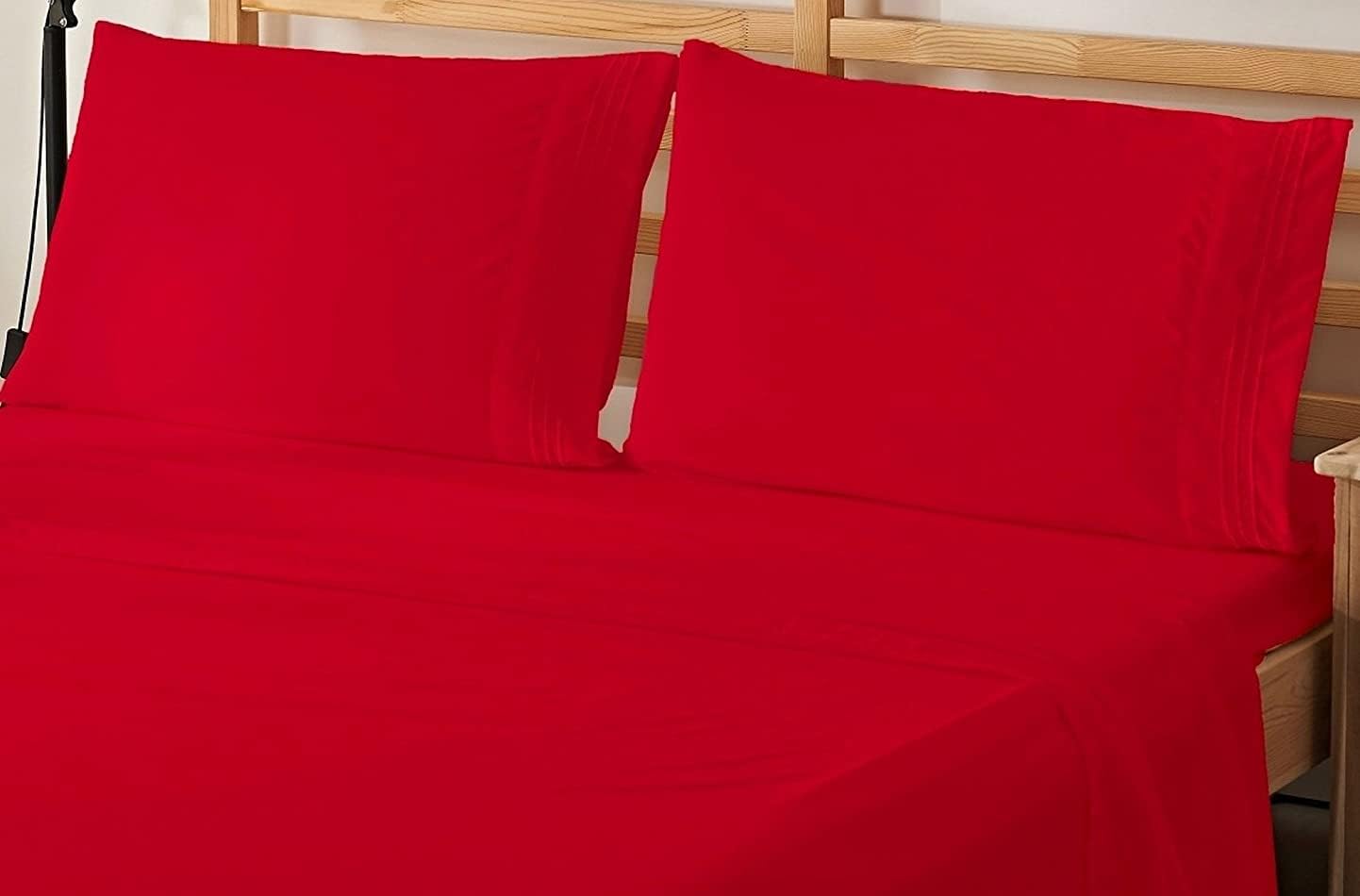 Elegant Comfort 4-Piece Bed Sheet Bedding Set! Luxury Softness 1500 Premier Hotel Quality Wrinkle Free with Deep Pockets, Queen, Red