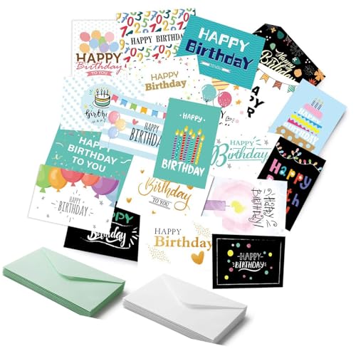 24個のグリーティングカードエンベロープとの誕生日カード誕生日女性男性の友達
