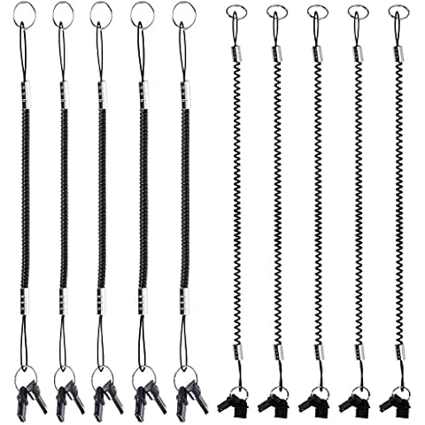 XRONG Stylus Tether 10 Pack of Detachable Elastic Coil Lanyards/Tether Strings with 3.5mm earphone jack for Stylus Touch Pens Black Cover