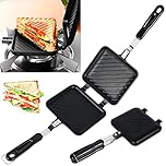 RHAIQBVC Camping Toastie Maker Double Side Toasted Sandwich Maker Non-Stick Stovetop Bread Frying Pan with Heat-Resistant Handles Multifunction Stovetop Toastie Maker for Home Outdoor Camping