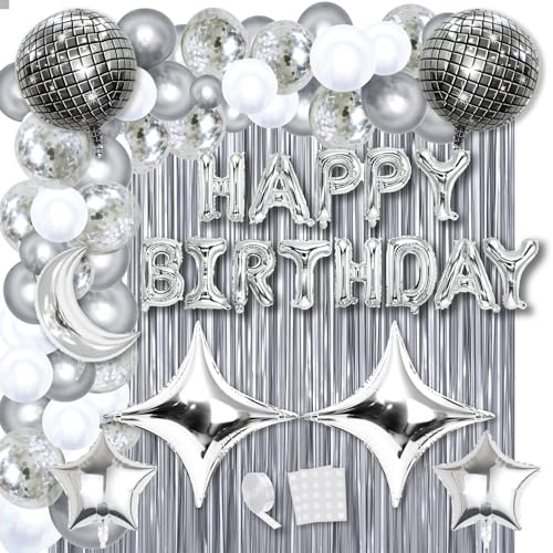 Decoraciones de fiesta de discoteca para cumpleaños temáticos Mamma Mia con cortina de brillo