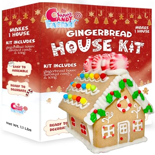 Gingerbread House Kit 1.1 Lbs– Holiday Cookie Decorating Kit with Icing & Candies – Christmas DIY Activity for Kids & Adults – Pre-Baked Panels – Assembly Required (Medium)