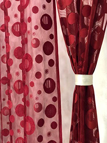 Image of Bubbles Design Imported Tissue Net 9 ft Curtains 1 Psc (Maroon)