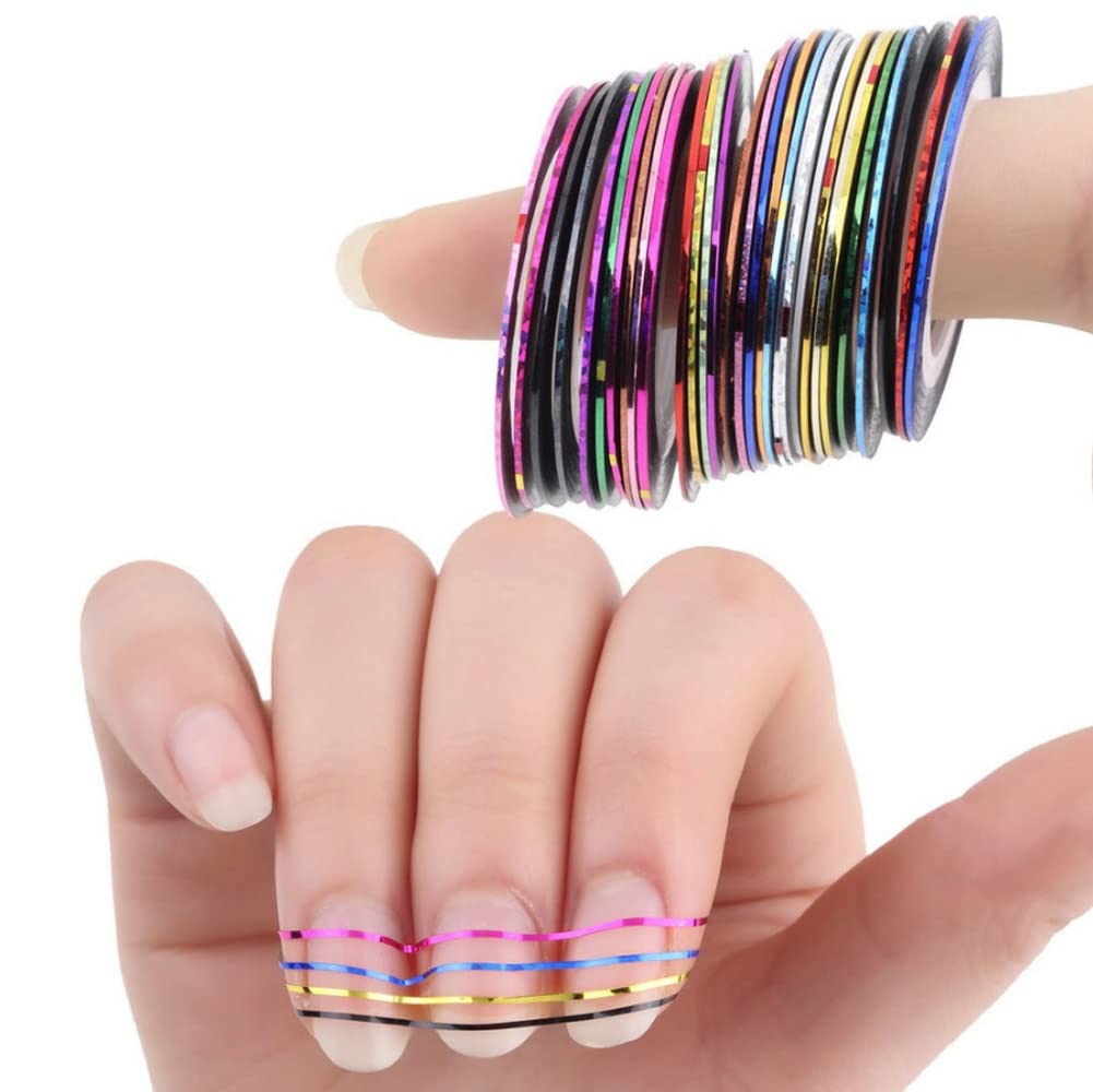 30 Pcs Couleurs Mixtes Rouleaux Striping Tape Line Nail Art Décoration Autocollants pour Ongles Naturels et Faux Ongles