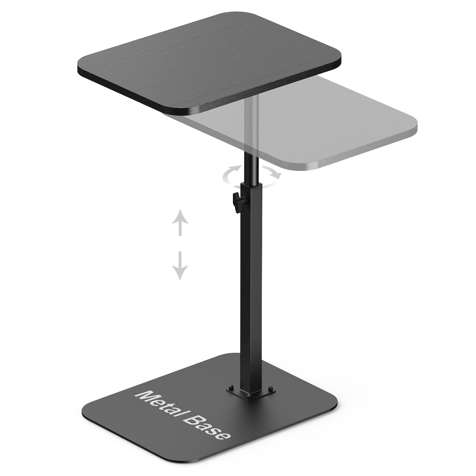 Photo 1 of HzTinT Side Table Sofa Tray for Couch Heavy Metal Base Swivel/Adjustable Height, Sofa Bed Bathroom Study TV Tray C Shaped End Table Food Snack Trays for Eating