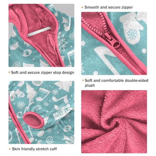 OTVEE Merry Christmas Musical Notes Kids Hoodie Jacket Fall Spring Full Zip Warm Outwear Coat3