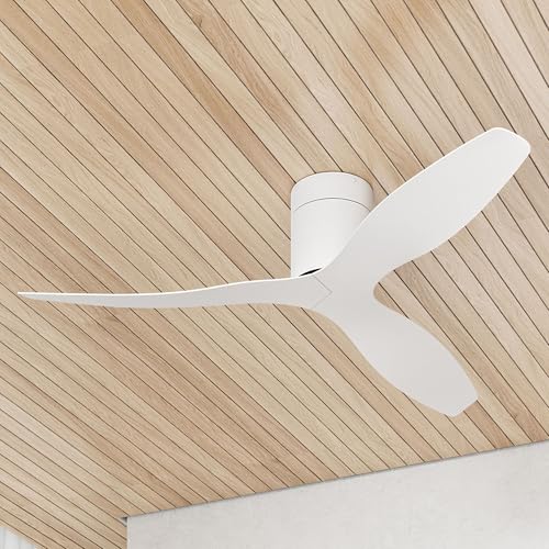 Image of oltao Titan Hugger Fan with Lights, 6 Speeds DC Reversible, Modern Low Profile Ceiling Fans for Bedroom, Living Room and Garage White