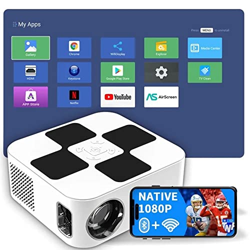 Image of TOPTRO Full HD Projector, TOPTRO X8 Android 9.0 Projector for Home 4K Support 6,900 Lumens WiFi Bluetooth Built in Apps Wireless Display, HDMI, USB, Remote Mini Projector for Home Cinema 4K Projector