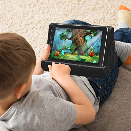 2pcs Multi-Angle Tablet Holder Cushion Stand with Net Pocket & Black Color Phone Stands Upgraded Tablet Pad Support for Phone,Pad,Books (Black)