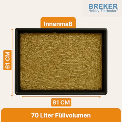 Breker Kunststoffwanne 100x70cm [geeignet als Kotwanne] 70 Liter Fassungsvolumen | Allzweckwanne | Plastikwanne | Schwarz