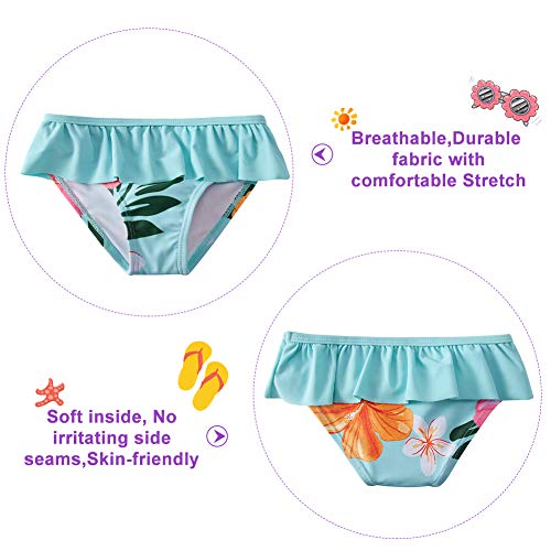 Image of Funnycokid Girls Swimsuit Toddler Bathing Suit Long Sleeve 2 Piece Rash Guard Set for Kids 2-10 Years