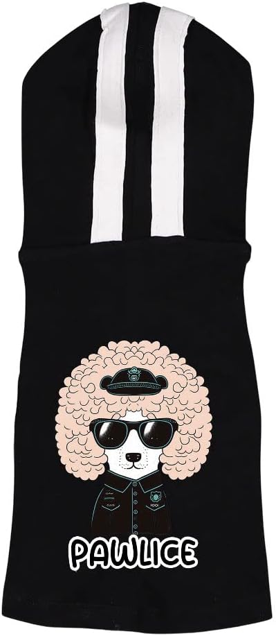 Pawlice Dog Shirt with Hoodie - Unique Design Dog Hoodie - Themed Dog Clothing - Gray White, 2XL