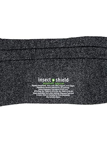 Insect Shield Lightweight and Comfy Traveler Sock with Built-In Bug Repellent, Charcoal, Medium (Pack of 2)