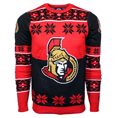 NHL Ottawa Senators Big Logo Ugly Crew Neck Sweater, Large, Team Color