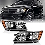 ACANII - For 2009-2018 Dodge Journey Black Housing Factory Headlights Headlamps Assembly Replacement Pair Set Left+Right