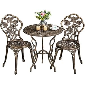Yaheetech 3-delige bistroset balkonset tuinset met stoelen tuinmeubelen set twee zitkrukken tuinmeubelen in antieke…