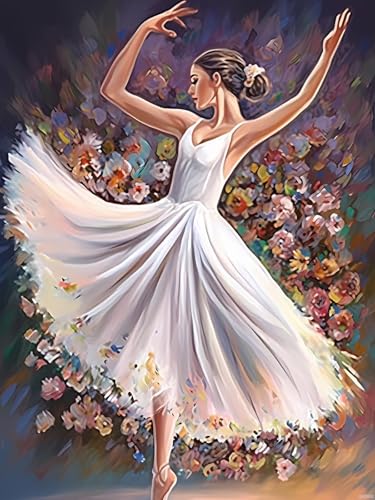 Kit broderie diamant ballerine anti-stress pour créer une décoration murale
