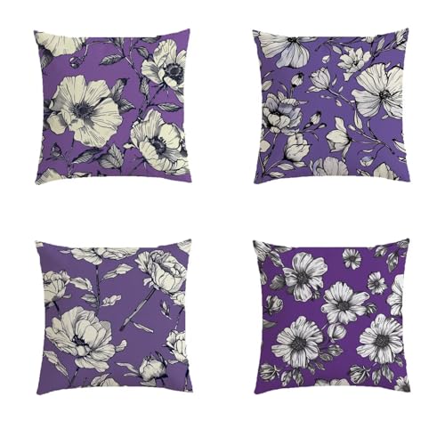 Housse de coussin 60x60cm salon de jardin extérieur fleur S949 - 2