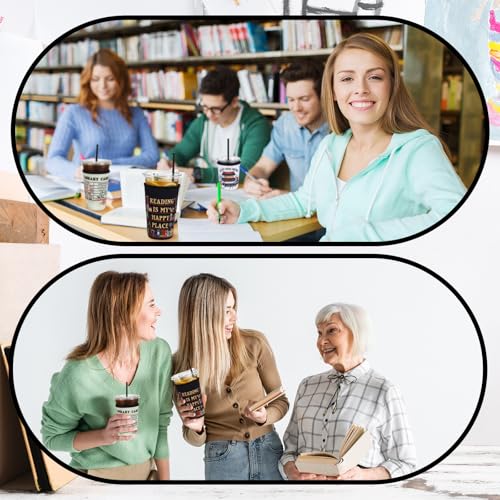 Image of LemonRoad 3 Pack Christmas Book Lovers Party Favors Reusable Book Lovers Beer Can Cooler Sleeves for Coffee Cup Neoprene Coffee Sleeve Insulated Neoprene Cup Holder for Cold Beverages Iced Hot Drinks