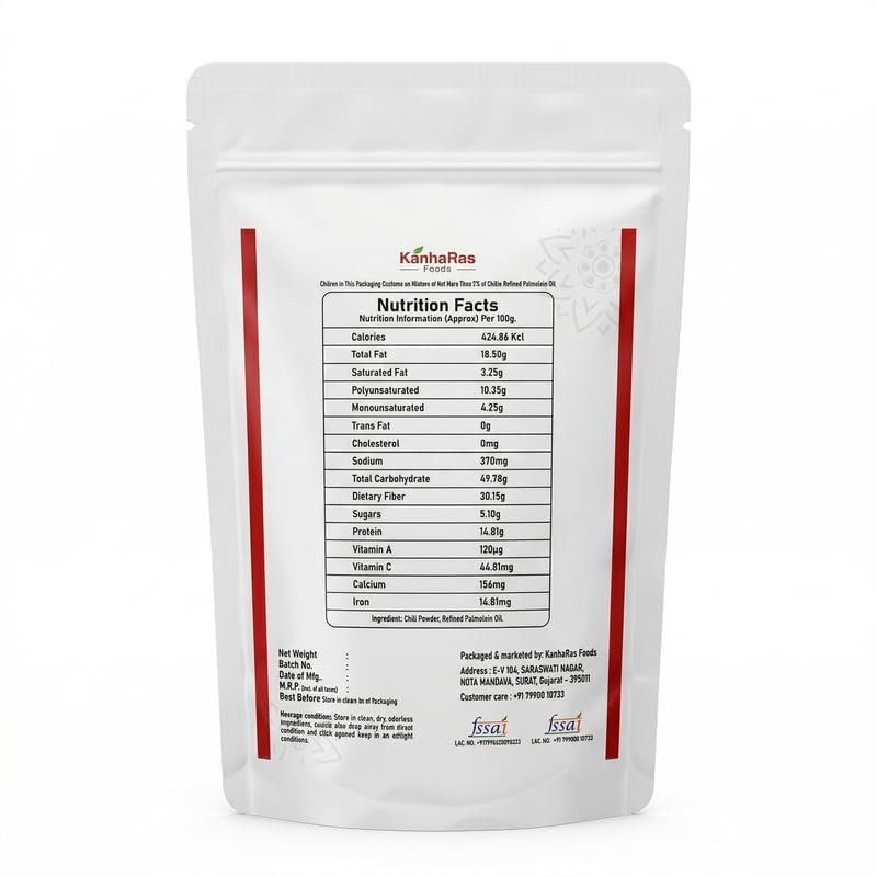 Image of KanhaRas Foods Red Chilli Powder 250 gm | Lal Mirch Powder | No Added Colours, Preservatives or Chemicals | Strong Aroma & Authentic Taste | Bold Flavor for Cooking & Traditional Recipes
