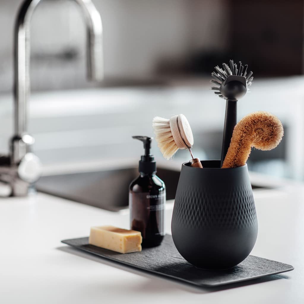 Villeroy & Boch Manufacture Rock Rectangular Serving, Beautifully Shaped Presentation, Premium Porcelain, Dishwasher Safe, Black