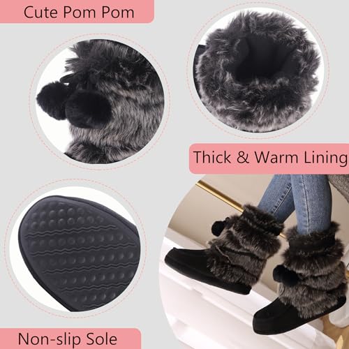 Home Slipper Women's Soft Fleece Plush Warm Indoor House Slipper Boots Shoes3