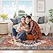 Lahome 8 x 10 Area Rugs for Living Room - Boho Washable Non-Slip Backing Large Rug Ultra-Thin Stain Resistant Dining Room Rugs for Under Table, Oriental Print Carpet Rugs for Bedroom (Rust, 8'x10')