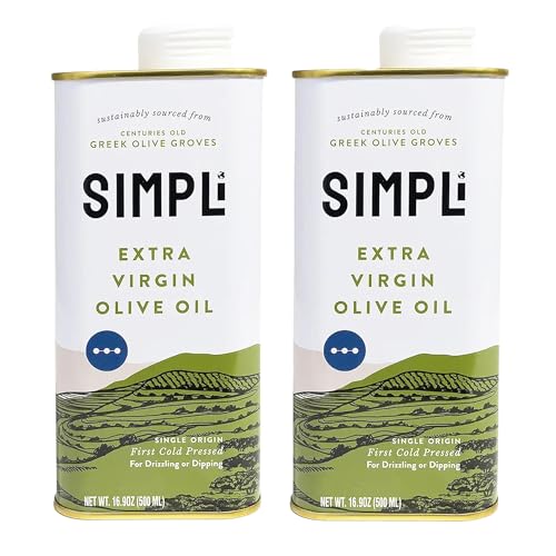 Image of SIMPLi 100% Greek Extra Virgin Olive Oil, Olive Oil Extra Virgin Cold Pressed from Koroneiki Olives, Single Origin from Sparta with Bright Peppery Flavor, (2 Pack, 16.9 oz each)