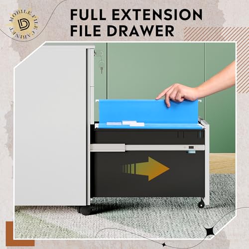 Image of DEVAISE 3 Drawer Slim File Cabinet with Lock, Fully Assembled