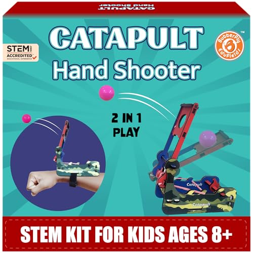 Image of Butterfly EduFields DIY Catapult Shooter Science Kit | Best Birthday Return Gifts for Kids Ages 8 9 10 11 12 | Catapult + Hand Shooter 2in1 Play STEM Toy | Aim & Shoot | Reusable & Safe