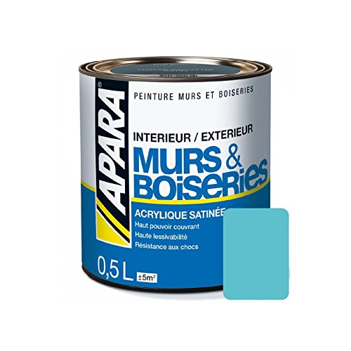Peinture intérieure couleur, acrylique satinée 0.5 litre Bleu turquoise