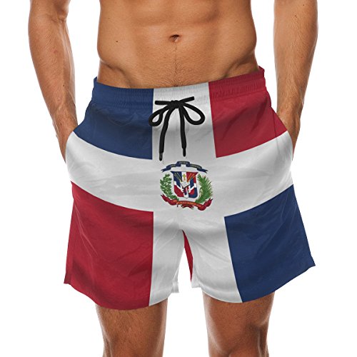 super3Dprinted Dominican Republic Flag Men's Swim Trunks Water Beach Shorts with Pockets Multi