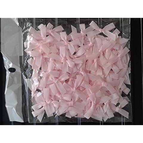 various colours of 100 satin 7mm ribbon bows (Baby Pink) Cover