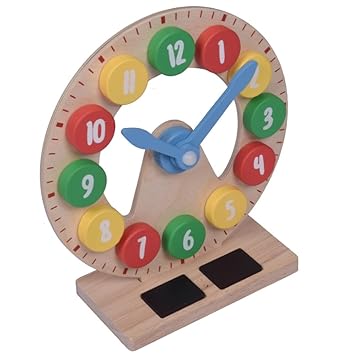 Kidken Montessori Wooden Table Top Clock Toy | Wooden Clock Toy/Magnetic Montessori Clock | Teach 12hr & 24 hr in one Toy | Write & Show time or Set time & Write time | Montessori Toy for 4+ Yrs Kids