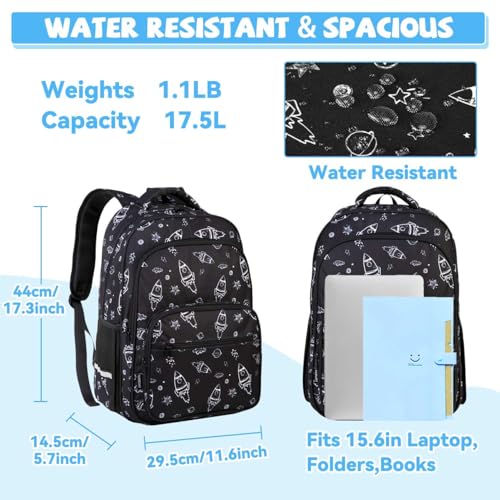 VASCHY Kids Backpack for Elementary School, Boys Large Bookbags School Bags for Primary School Students Travel Space2