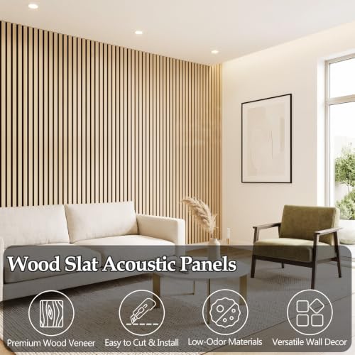 Wood Slat Acoustic Wall Panels, 4 Pack 47.2" x 23.8", Covers 31 Sq Ft by Kalamera - Used condition - Image 6