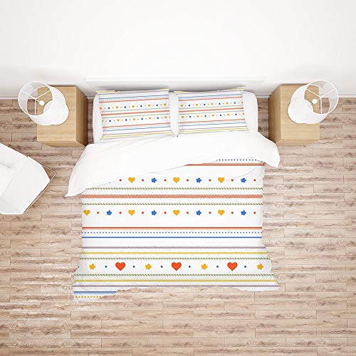 Funda de edredón Doublé de 3 piezas en poliéster suave Pattern2 para cama doble 3
