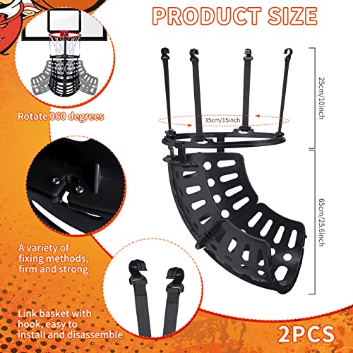 2 Pcs Basketball Return Attachment Basketball Shot Return System 360 Degree Rotatable Basketball Hoop Return Attachment Basketball Rebounder Basketball Shoot Accessories For Kids Youth Adults (Black) #TOP1